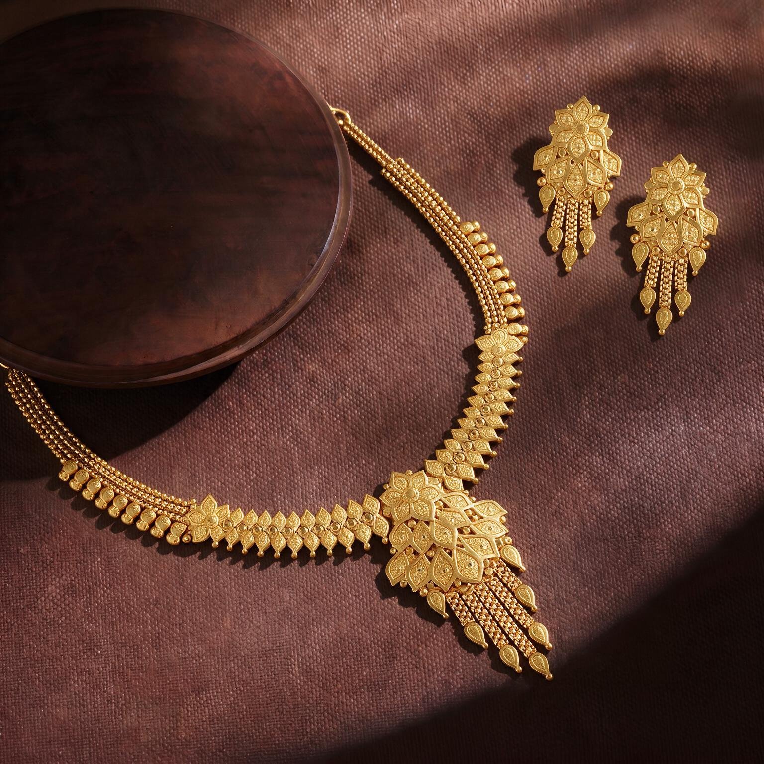 Gold Plated Necklace Set for Women – The Gilded Petal Heritage Set