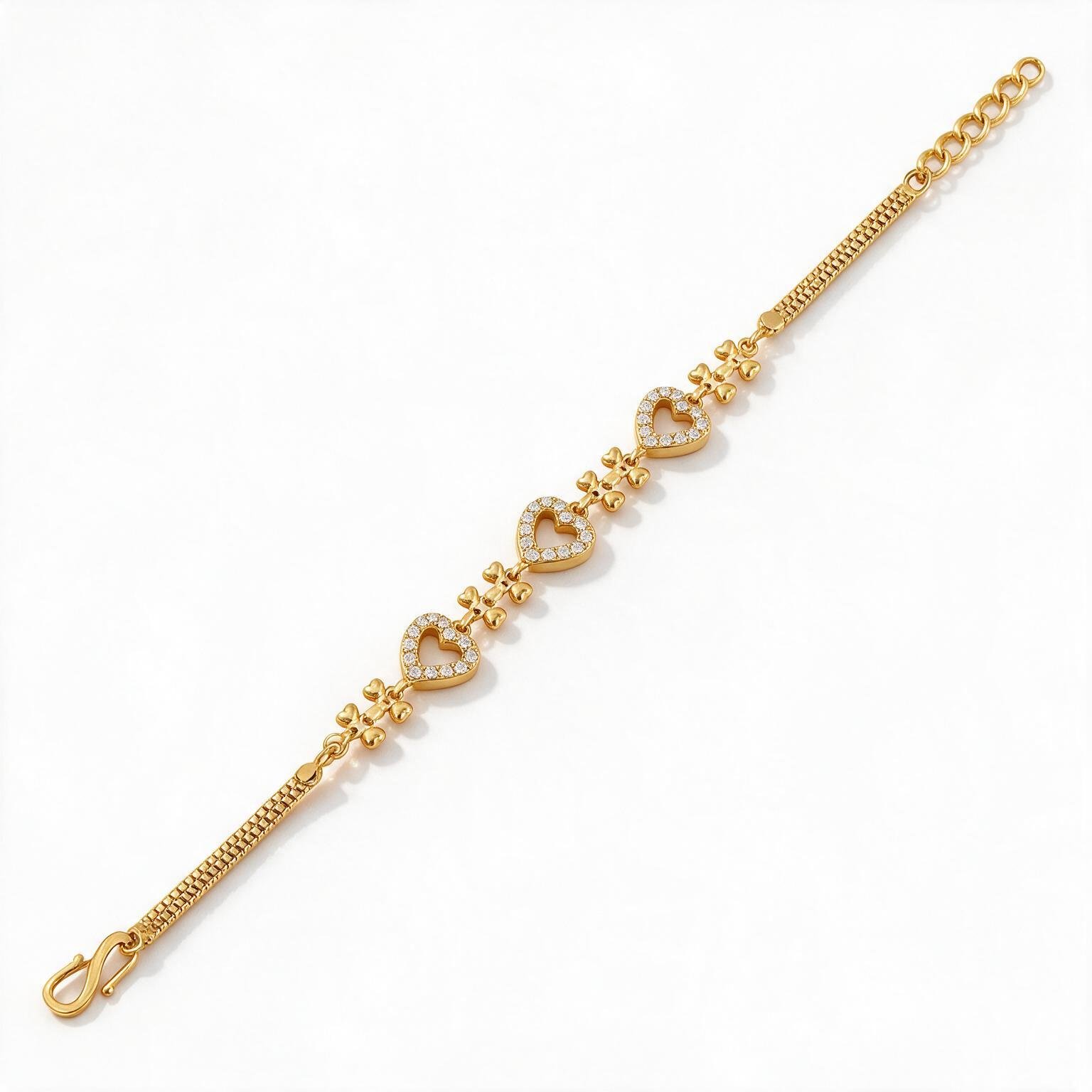 Studded Heart Bracelet | SR Gold Wale