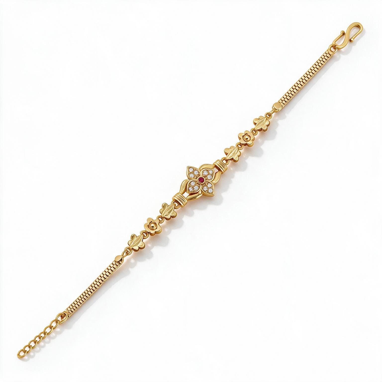 Studded Floral Gold Bracelet | SR Gold Wale