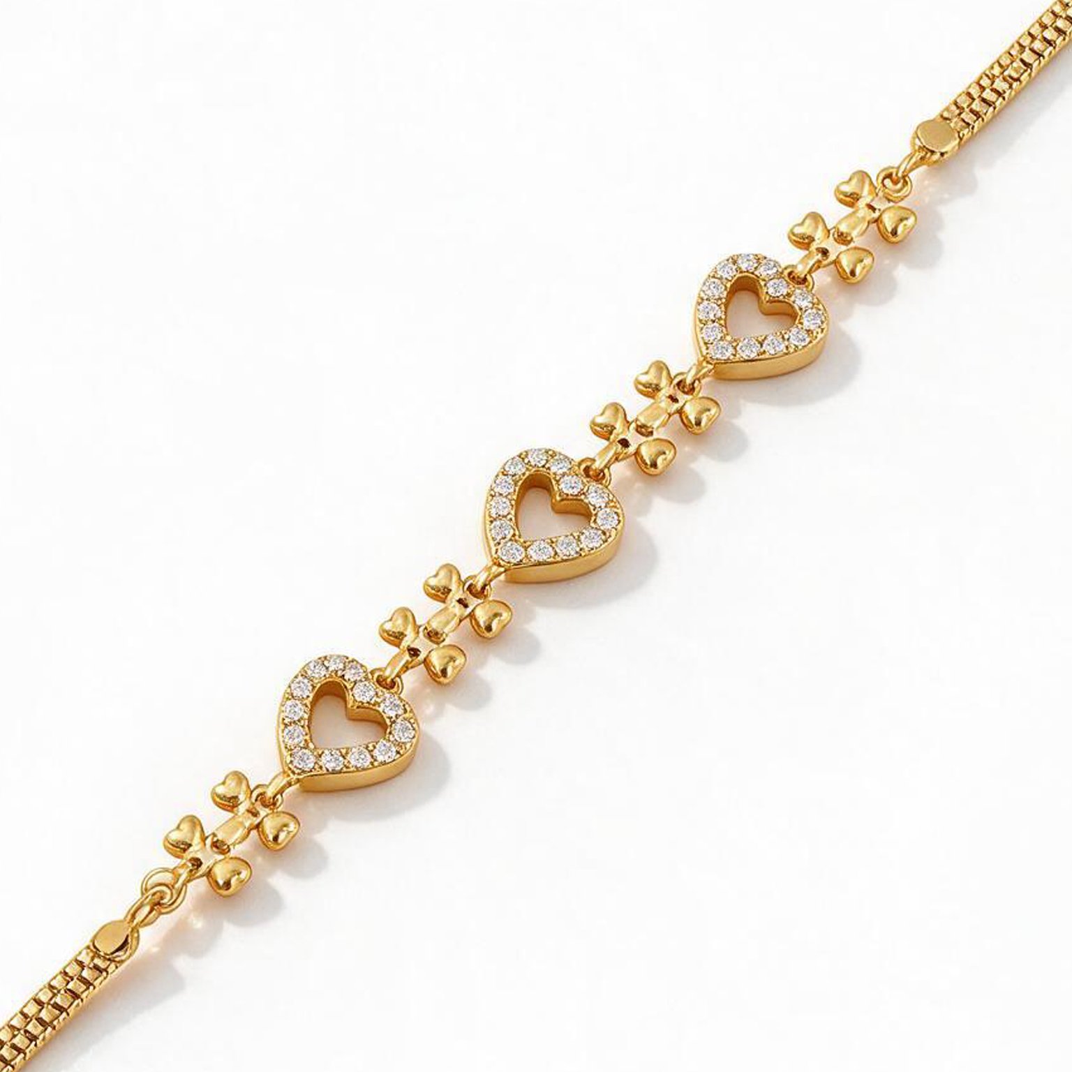 Studded Heart Bracelet | SR Gold Wale