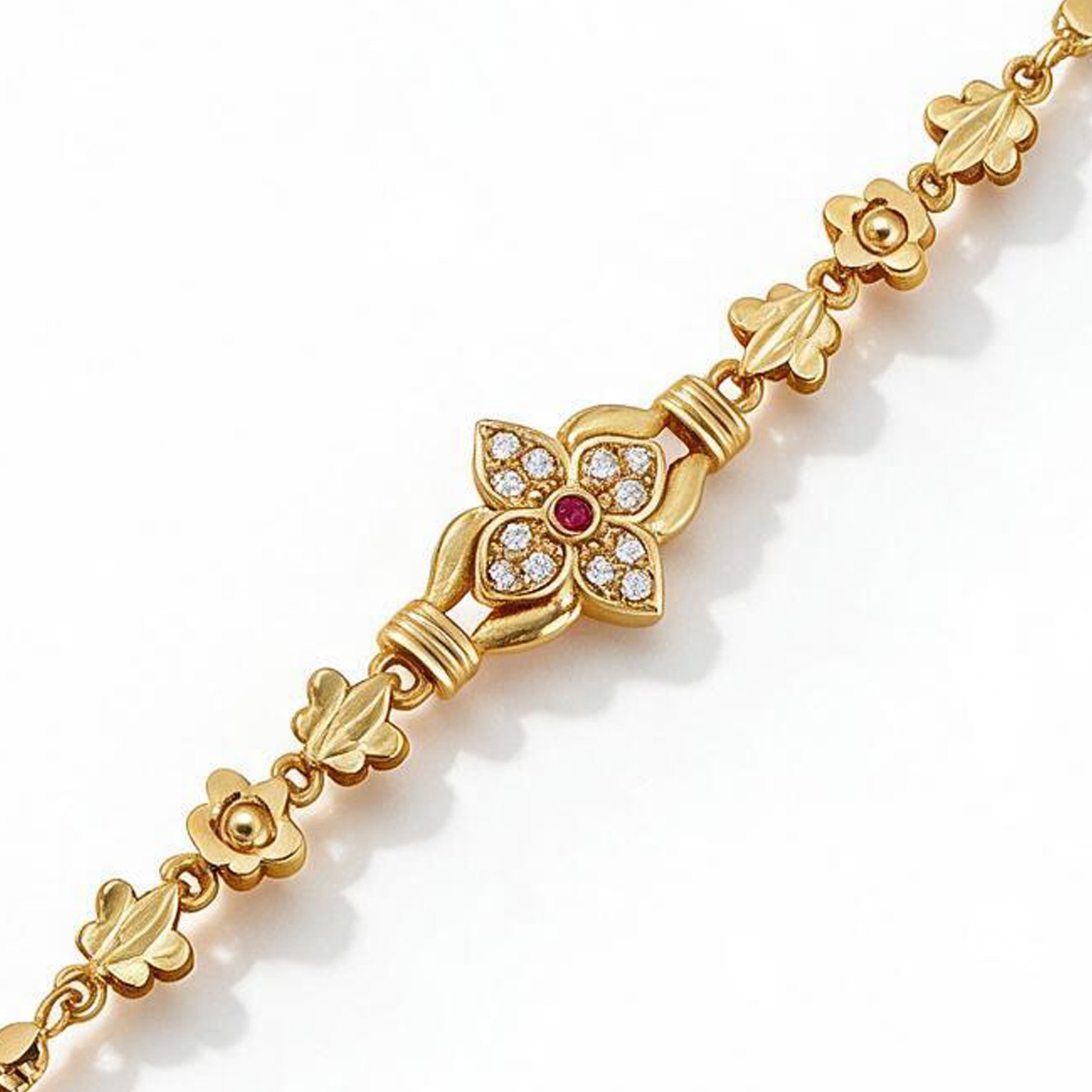 Studded Floral Gold Bracelet | SR Gold Wale