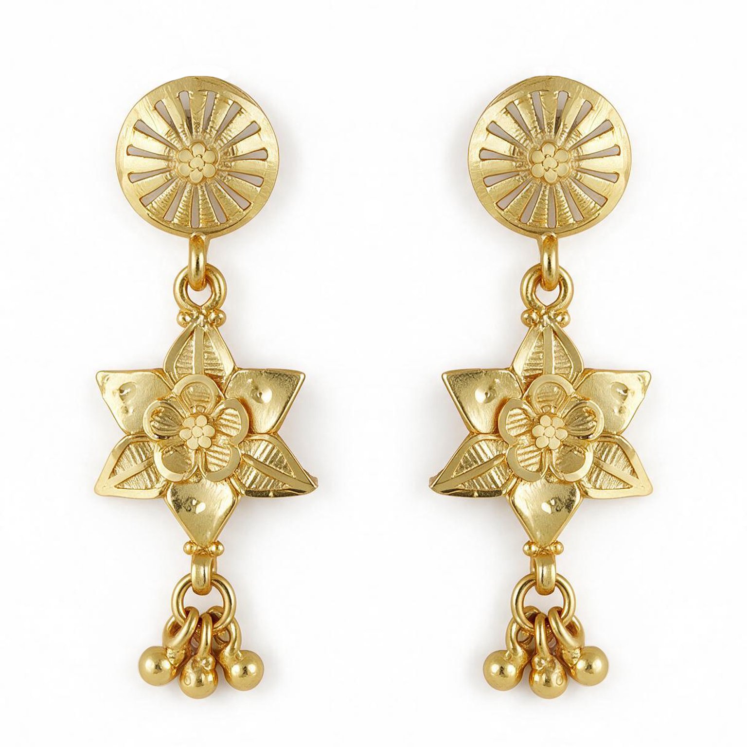 Floral Temple Necklace Set – Traditional Gold Design | SR Gold Wale