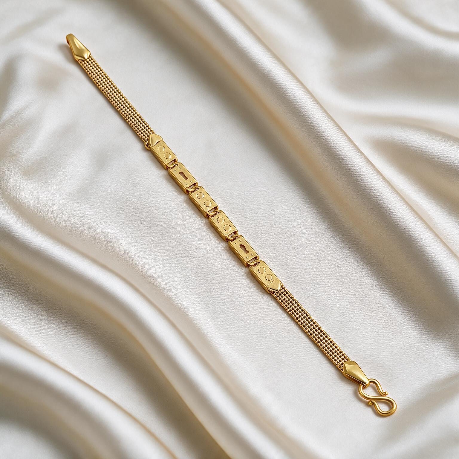 Textured Mesh Gold Bracelet – Dotted Link Design | SR Gold Wale