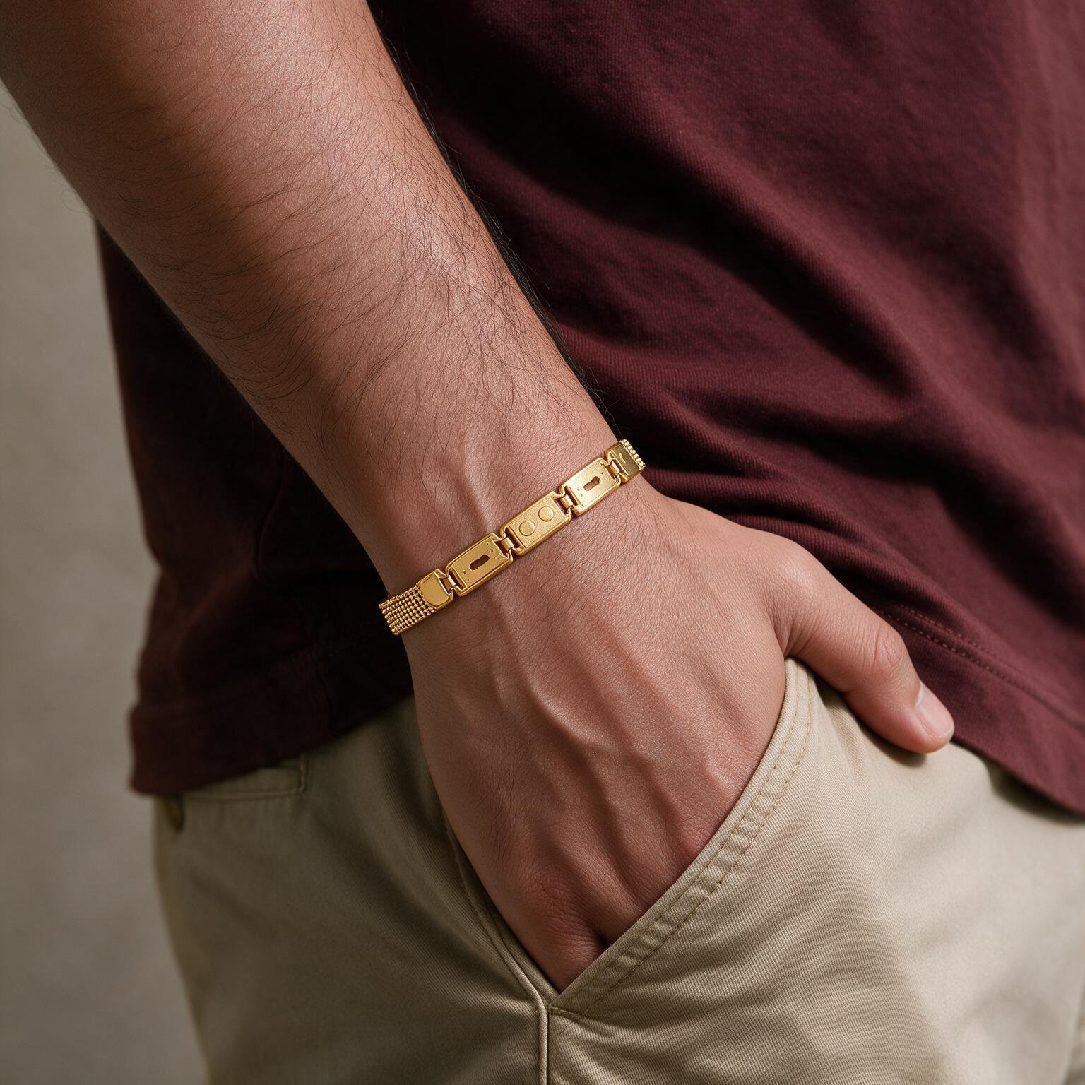 Textured Mesh Gold Bracelet – Dotted Link Design | SR Gold Wale