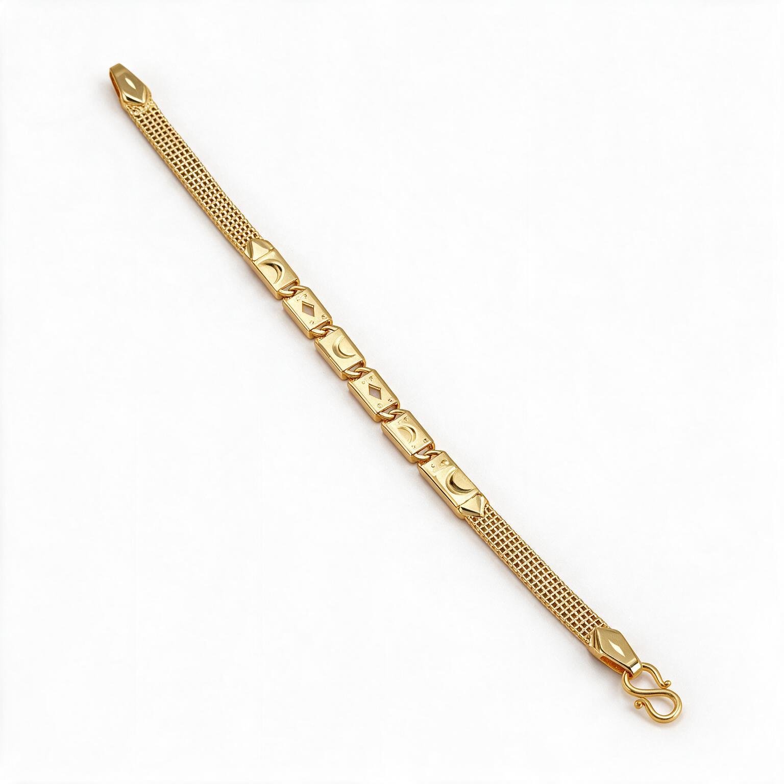 Textured Mesh Gold Bracelet – Geometric Design | SR Gold Wale