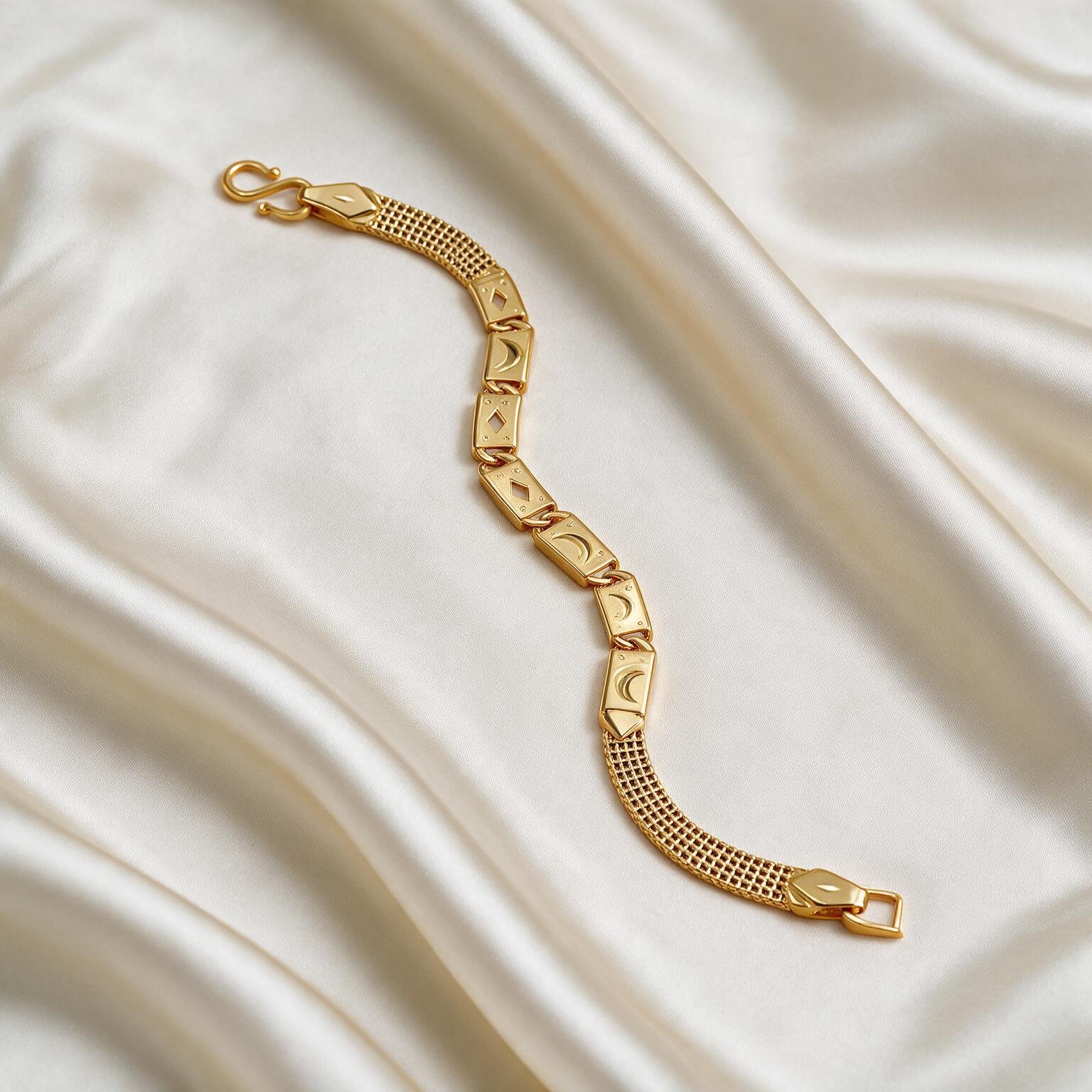 Textured Mesh Gold Bracelet – Geometric Design | SR Gold Wale