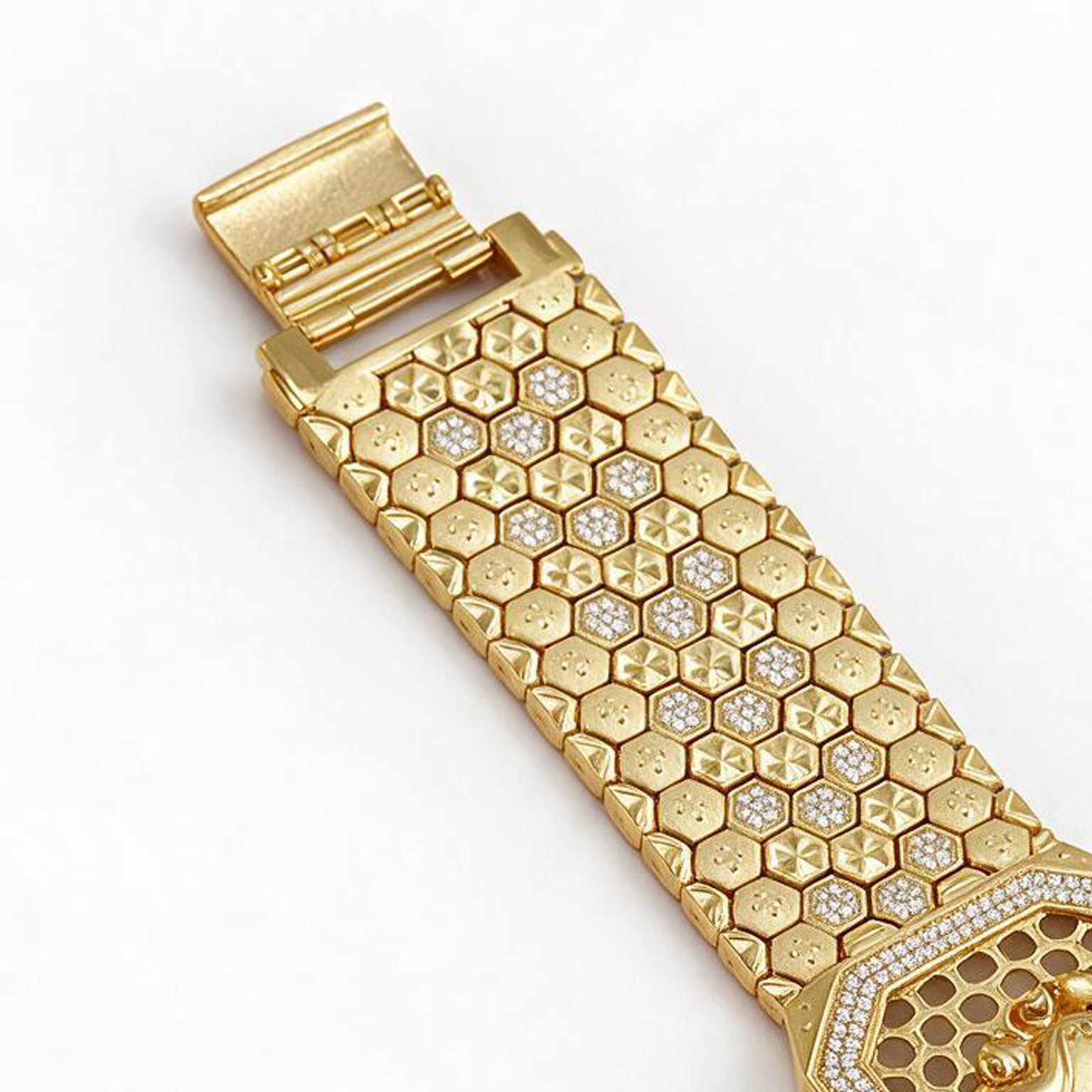 Ganesha Studded Wide Gold Bracelet – Statement Design | SR Gold Wale