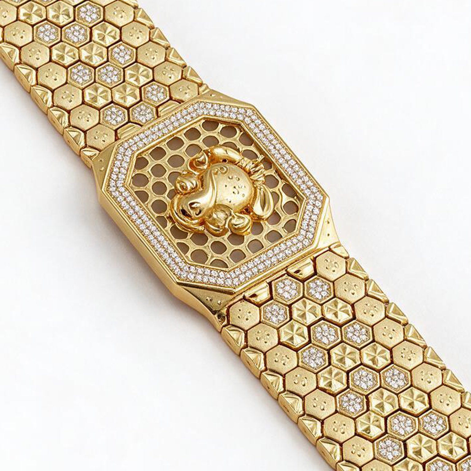 Ganesha Studded Wide Gold Bracelet – Statement Design | SR Gold Wale
