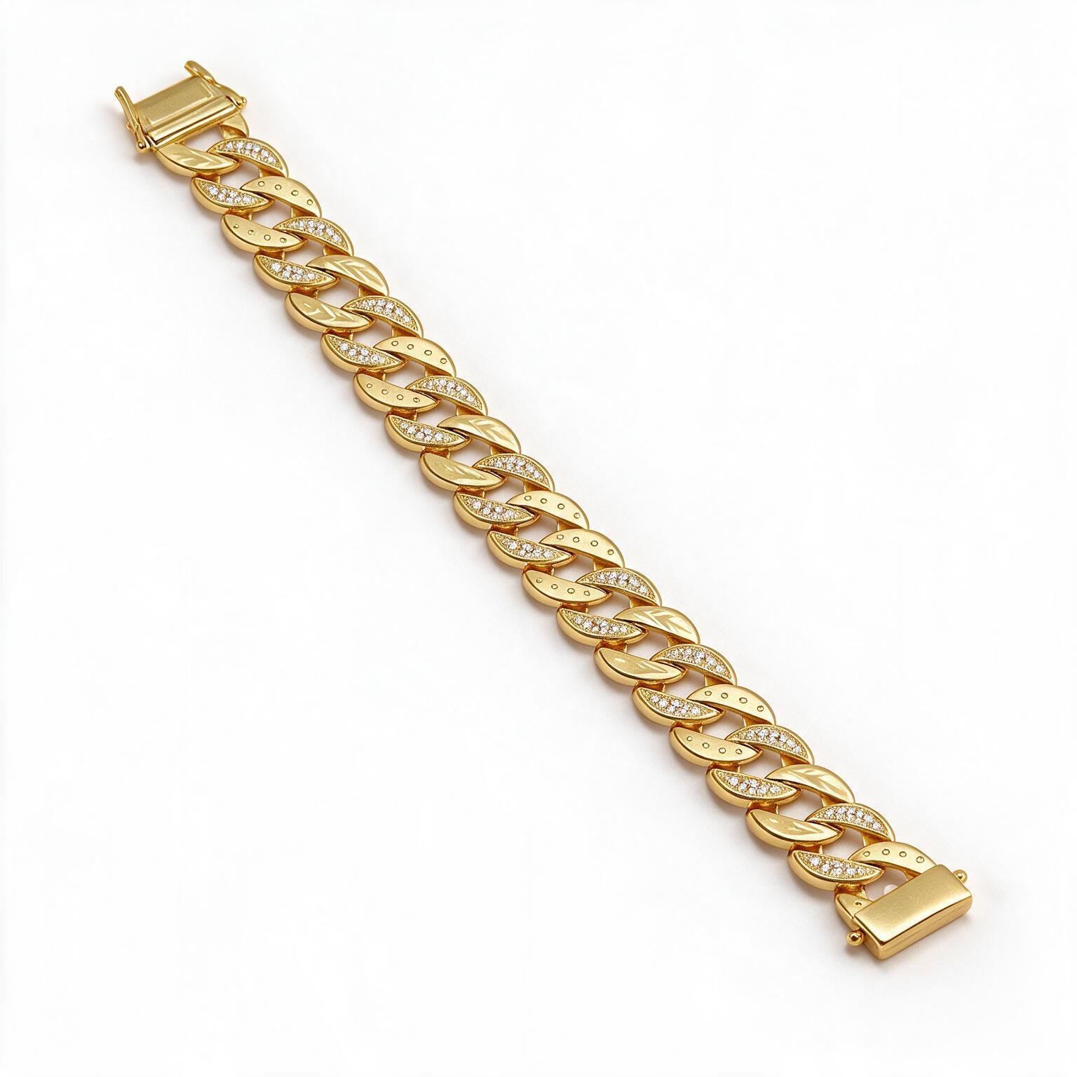 Studded Leaf Cuban Link Gold Bracelet – Bold Design for Men |  SR Gold Wale